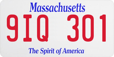 MA license plate 9IQ301