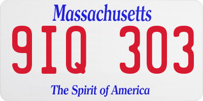 MA license plate 9IQ303