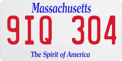 MA license plate 9IQ304