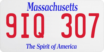 MA license plate 9IQ307