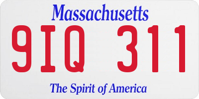 MA license plate 9IQ311