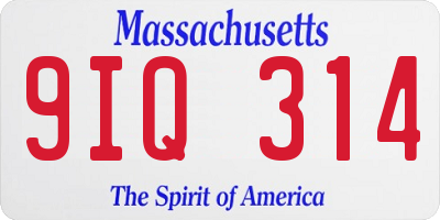 MA license plate 9IQ314