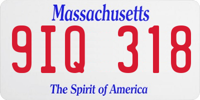 MA license plate 9IQ318