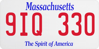 MA license plate 9IQ330