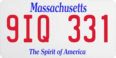 MA license plate 9IQ331