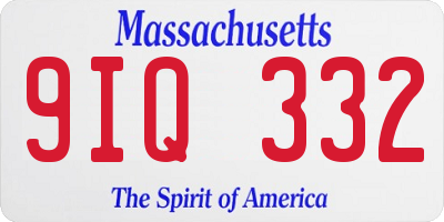 MA license plate 9IQ332