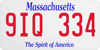 MA license plate 9IQ334