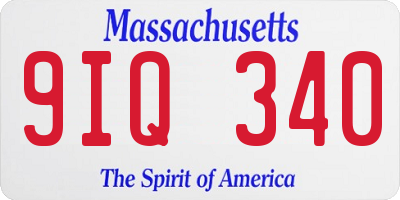 MA license plate 9IQ340