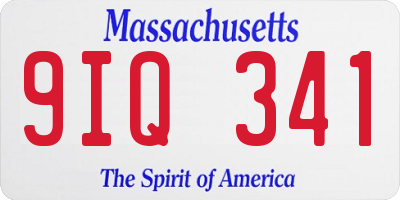 MA license plate 9IQ341