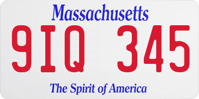 MA license plate 9IQ345