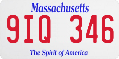 MA license plate 9IQ346