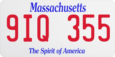 MA license plate 9IQ355