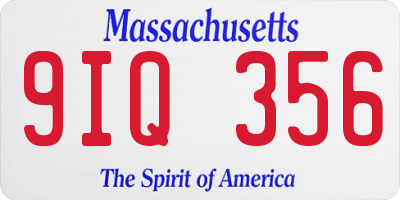 MA license plate 9IQ356