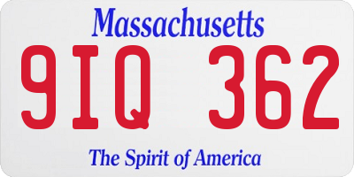MA license plate 9IQ362