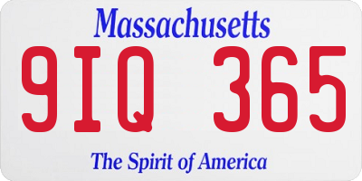 MA license plate 9IQ365