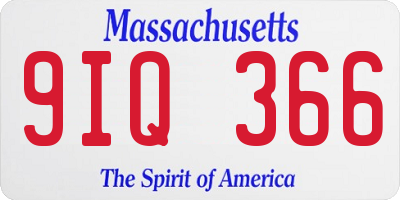 MA license plate 9IQ366