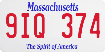 MA license plate 9IQ374