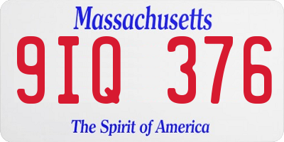 MA license plate 9IQ376