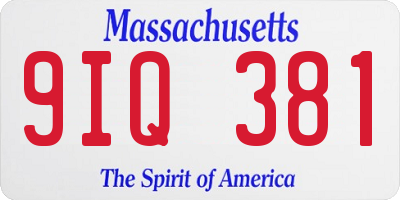 MA license plate 9IQ381
