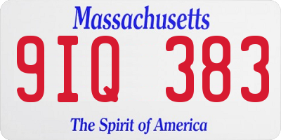 MA license plate 9IQ383