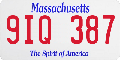 MA license plate 9IQ387