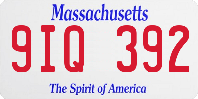 MA license plate 9IQ392