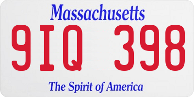 MA license plate 9IQ398