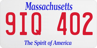 MA license plate 9IQ402