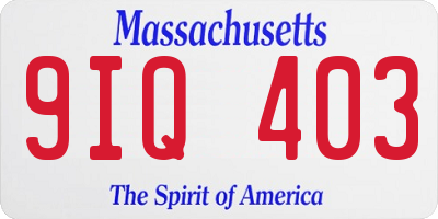 MA license plate 9IQ403