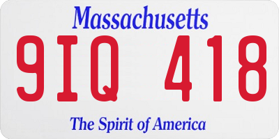 MA license plate 9IQ418