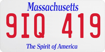 MA license plate 9IQ419