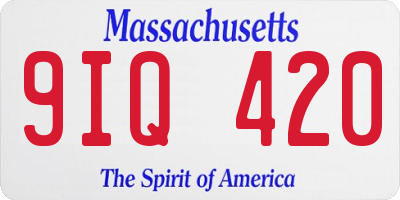 MA license plate 9IQ420