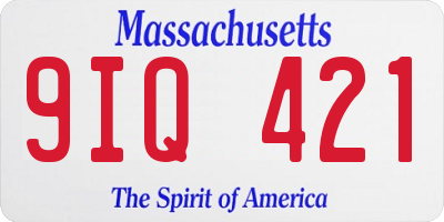 MA license plate 9IQ421