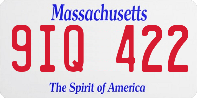 MA license plate 9IQ422