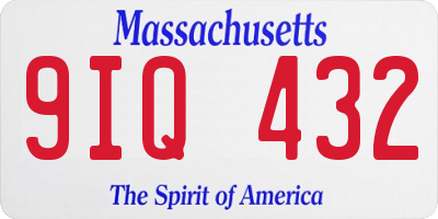 MA license plate 9IQ432