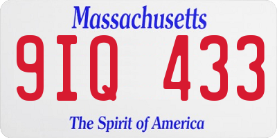 MA license plate 9IQ433