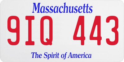 MA license plate 9IQ443