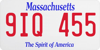 MA license plate 9IQ455