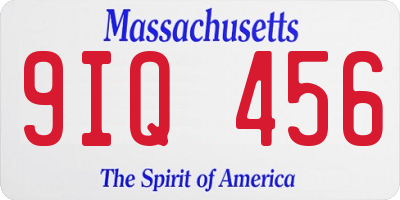 MA license plate 9IQ456