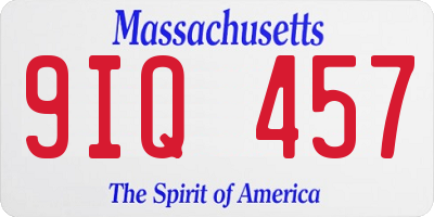 MA license plate 9IQ457