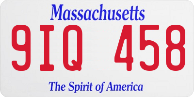 MA license plate 9IQ458