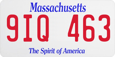 MA license plate 9IQ463