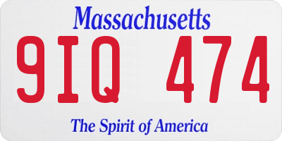 MA license plate 9IQ474
