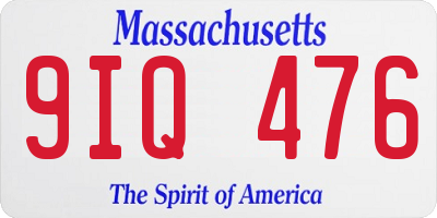 MA license plate 9IQ476