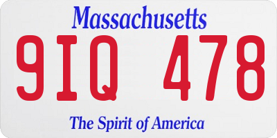 MA license plate 9IQ478
