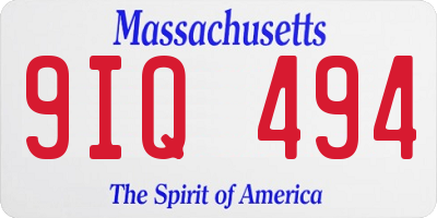 MA license plate 9IQ494