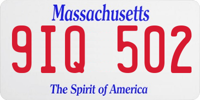 MA license plate 9IQ502