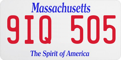 MA license plate 9IQ505