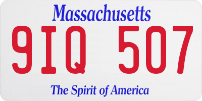 MA license plate 9IQ507