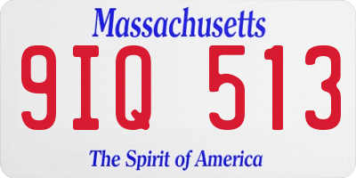 MA license plate 9IQ513